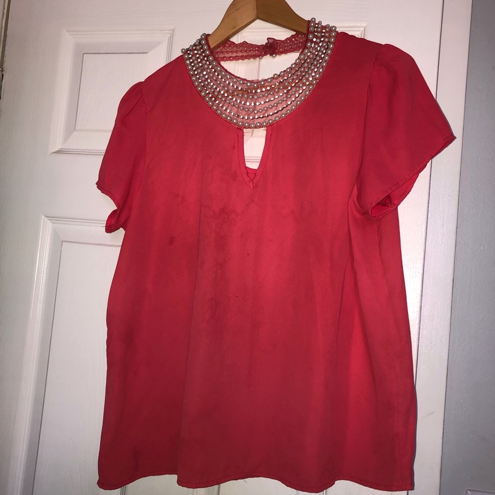 Red silk top